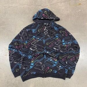Burnside zipup hoodie with and all over print design Y2K men's Size L